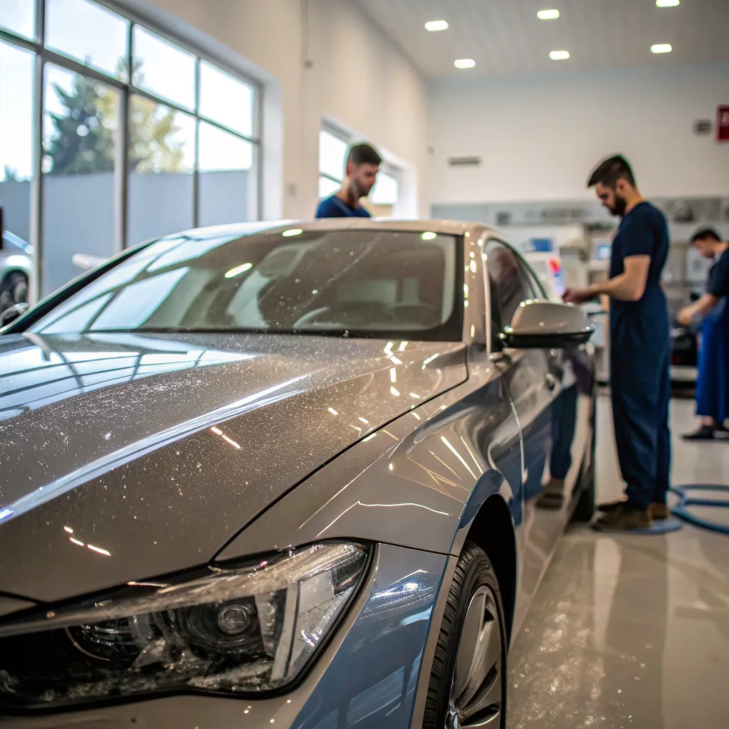 Shiny washed car at our service center